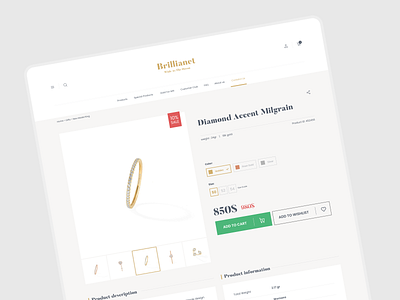 Brillianet online jewelry shop UI and UX design - Productpage