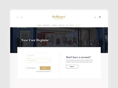Brillianet online jewelry shop UI and UX design - Register