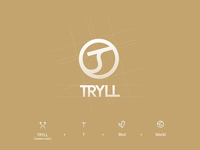 TRYLL logo design bird fly logo road tryll world