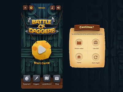 Battle Of Daggers Game UI Design battle daggers game game ui game ui design logo ui
