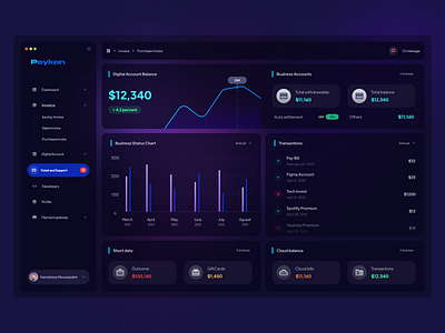 Peykan finance dashboard dark mode