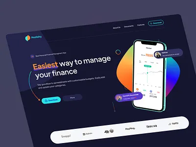 Poolaki finance and accounting landing page dark design app colorfull dark dark landingpage finance iran landing landingpage tehran trend ui ux