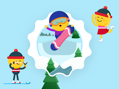 Winter Sports character illustration olympics skiing snow snowboarding sport vector winter