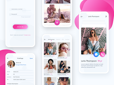 Pink Page IOS App app dating flat icon illustration ios logo pink ui usa ux web