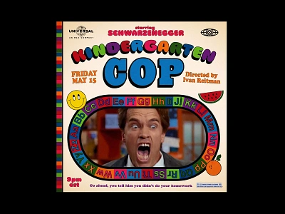 KINDERGARTEN COP arnold illustration movie poster schwarzenegger type