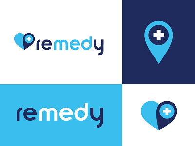 Remedy Logo app branding geotag health healthcare heart logo