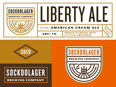 Sockdolager american beer branding brewing eagle label logo