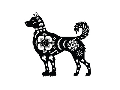 Year Of The Dog Dannyschlitz animal blackandwhite chinese new year chinesenewyear dog illustration yearofthedog zodiac