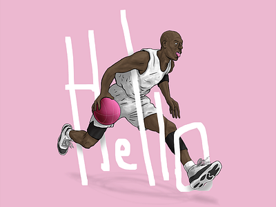 Hello everyone! 2d basketball drawing hello illustration jordan painting