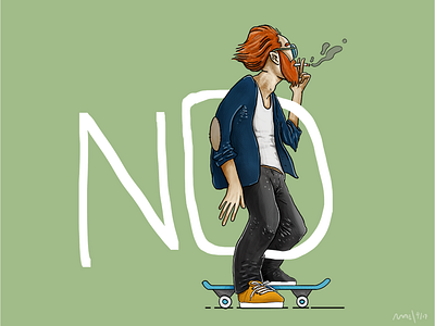 Skater drawing illustration painting skate skateboard