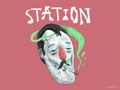 Station drawing illustration sketch smoke station weed 2d