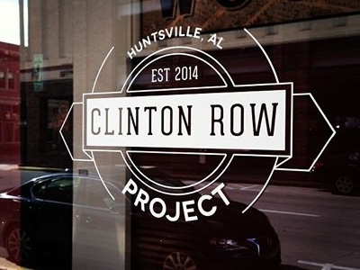Clinton Row Project logo - vinyl artist banner branding community huntsville local logo signage vinyl white