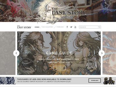 Web mockup for the Last Story video game