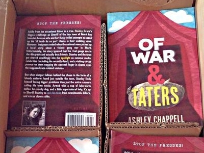 Of War and Taters Book Cover for Author Ashley Chappell book book cover circus comedy cover fantasy illustration mystery surreal