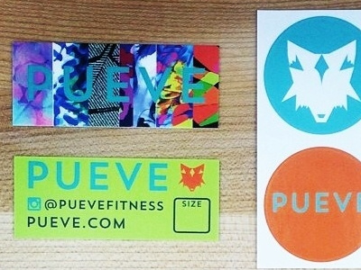 Pueve brand tags and stickers aqua citrus fashion fitness lime logo modern orange pattern sheltie tags