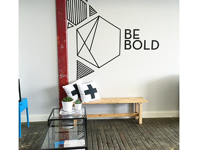 Be Bold Geometric Wall Installation bold fractal geometric interior minimal stripes tape typography wall art