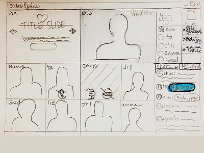 CollabSpace UI process sketch ideas interaction interface process software ui ux wip