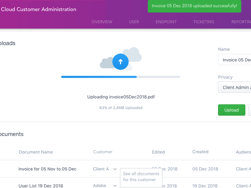 Ops Upload user-experience customer-experience interface ui library documents upload dashboard portal ux