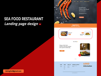 SEA FOOD RESTAURANT. adobe xd design figma figma web graphic design landing pafe logo ui ux