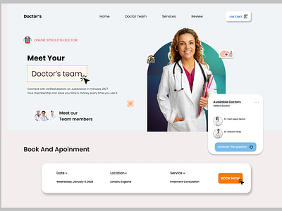Online doctor's website landing page design