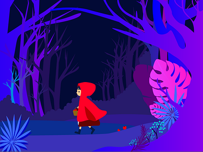 Little Red Riding Hood blue forest hood illustration little people red riding