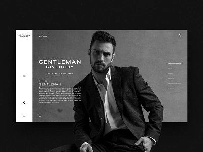 Gentleman Givenchy black design givenchy minimal minimalist movie ui ux web webdesign webdesigns