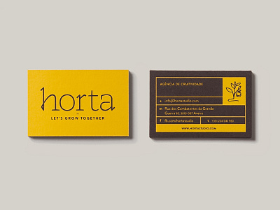 Horta's Business Cards brandon grotesque brown business card grid horta stationary yellow