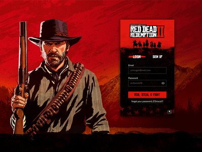 Daily UI #01 Sign up | Red Dead Redemption 2 animation daily daily 01 dailyui principle red dead redemption sketch ui ux web