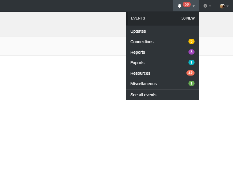 Events/notifications dropdown by Catalin Rosu on Dribbble