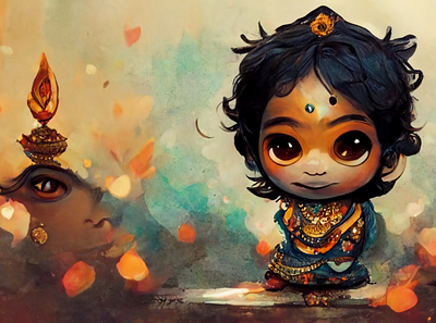 Lord Krishna animation art illustration