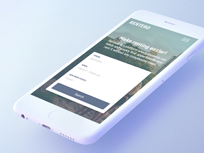 Rentero - Hero Section Mobile gradient minimal mobile search form ui ui design ux ux design white