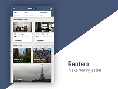 Rentero Renting App app platform design user interface ux web web design website