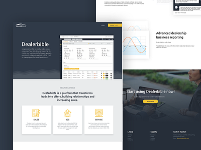 Dealerbible - Landing page dark design hero icons landing page material page photoshop ui user interface ux