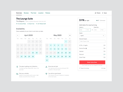 Hotel Suite Booking Redesign airbnb booking booking calendar calendar clean ui feature icons goodui hotel booking insights price list redesign ui patterns uidesign uiux uxdesign