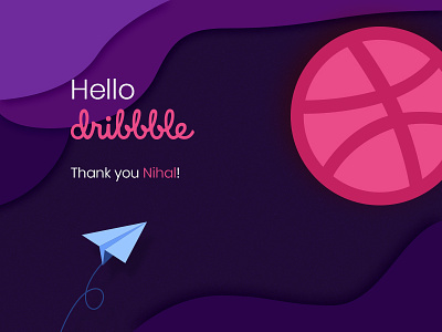 Hello Dribbble debut illustration paperplane