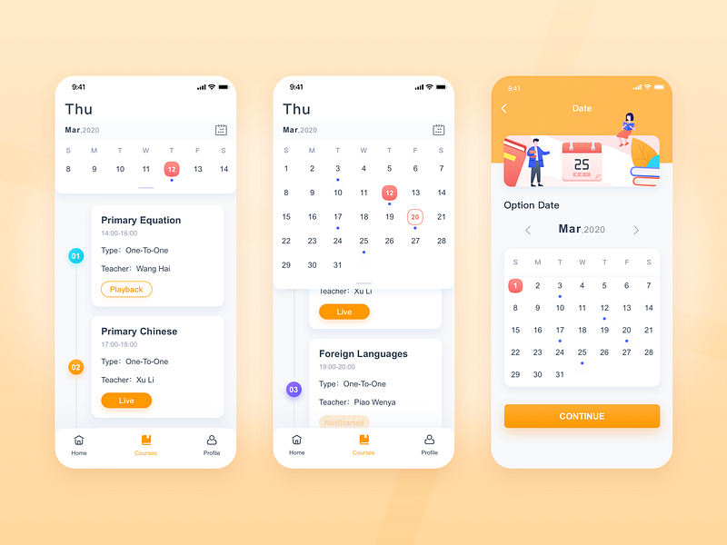 Course list by Echo on Dribbble