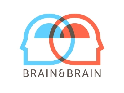 Brain&Brain Logo blue brain brains geek head heads illustration logo mark nerd red star trek