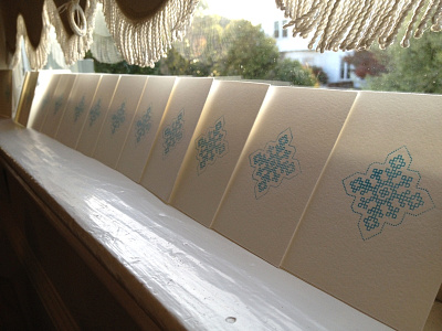 Cards, Color #1 blue christmas letterpress print snow snowflake