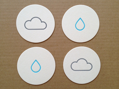 Rainy Day Coasters blue cloud coaster gray illustration letterpress print rain raindrop weather