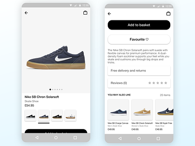 Daily UI challenge - Product page (Day 11) android app cards ui dailyui design digital droid mobile nike product shopping shopping app sketchapp trainers ui uidesign
