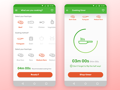 Daily UI challenge - Cooking timer android app cooking cooking app dailyui design digital digitaldesign droid mobile mobile app mobile app design mobile design mobile ui sketchapp ui uidesign visual
