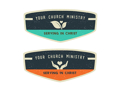 Serving in Christ badge church design logo ministry outreach serve vector