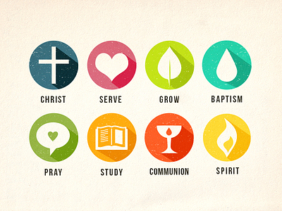Church Icons baptism bible christ church communion grow icons leaf logos prayer vector
