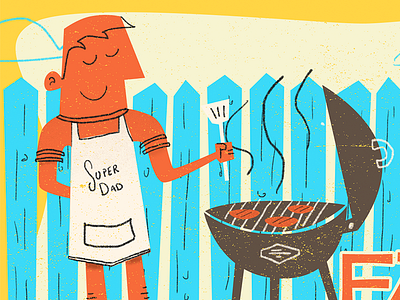 Retro Dad design fathers day grilling illustration retro super dad