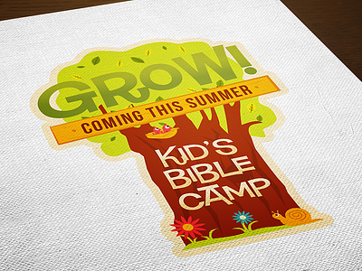 Grow bible camp design illustration kids logo summer vbs vector