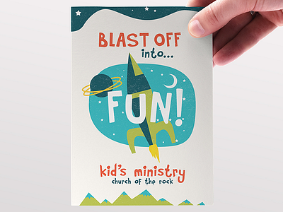 Blast Off! bible camp children design illustration kids ministry rocket space sunday school vbs vector