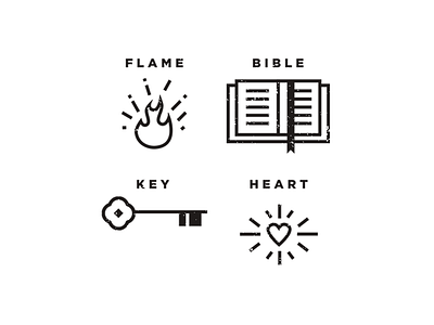 Church Icons 2 baptism bible christ church flame heart icons key line logos spirit vector