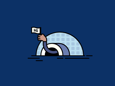 Hi from an igloo blue hello hi hubi farago igloo illustration lines outline simple