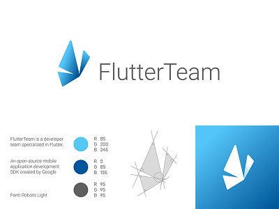FlutterTeam blue butterfly developer flutter flutter logo gradient triangles