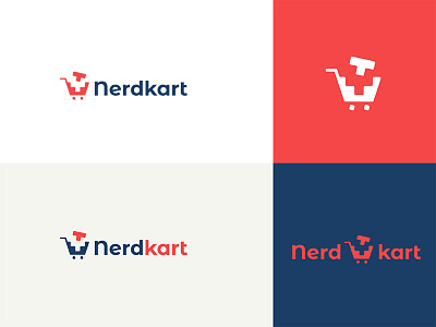 Nerdkart blue cart geek logo nerd red shop shopping